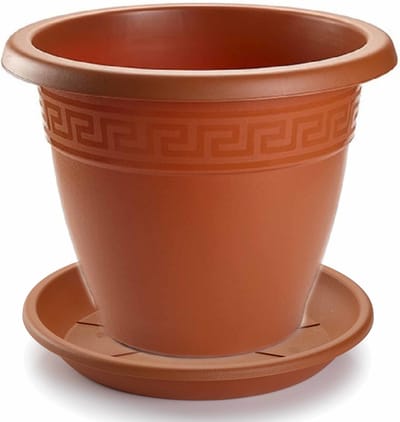 Forte Plastics bloempot met onderschaal - terracotta - rond - D50 x H40 cm - kunststof - plantenpot