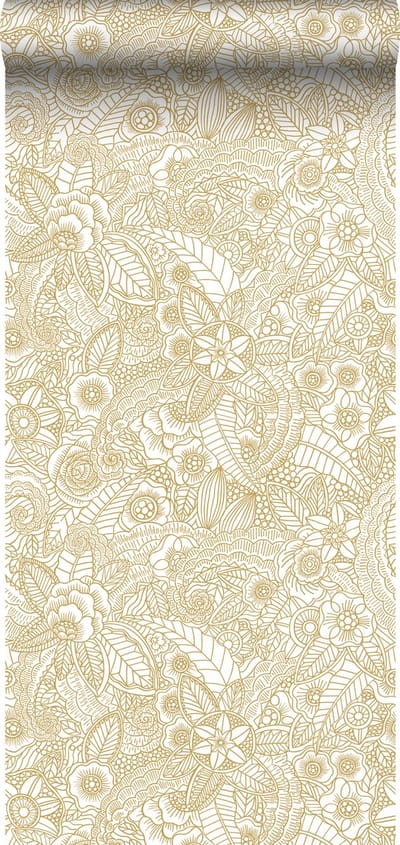 ESTAhome behang bloemtekeningen goud - 53 cm x 10.05 m - 139549