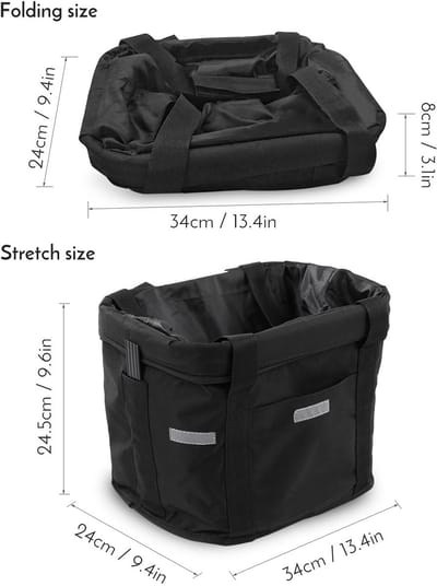 Fietsmand Hond Afneembaar voor kleine hondjes MAX 5 KG - Zwarte Hondenmand Fiets Voorop - Mand Accessoires & Reflectiestrip - Hoge Kwaliteit