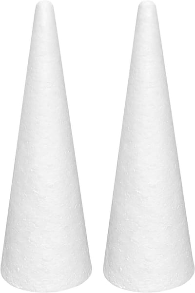 Schuimkegels voor DIY Kunst en Ambachten – 2 Stuks, 4,6 x 15,7 Inch, Witte Piepschuim Kegels voor Creatieve Projecten