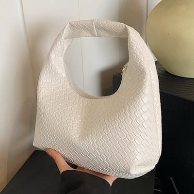 High-end en Modieuze Kleine Tas voor onder de Arm voor Dames Tassen voor Dames Tassen voor Nieuwe Niche Casual Geweven Knodel Tassen Veelzijdige Kleine Draagtassen white