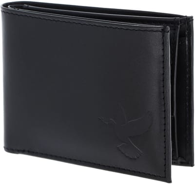 oxmox Leren portemonnee Leather RFID Protect Pocketbörse Freedom Pigeon Embossed Black zwart