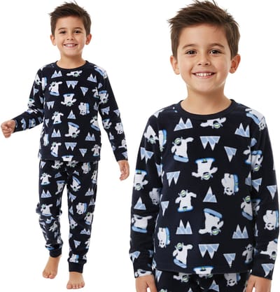 WARME, tweedelige pyjama voor jongens met lange mouwen, POLAR pyjama YETI