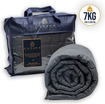 Latona Blanket® Verzwaringsdeken eenpersoons 140 x 200cm - 7kg - Antraciet - Katoen - Weighted blanket