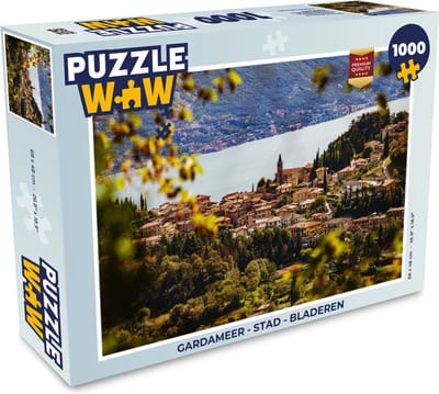 Puzzel Gardameer - Stad - Bladeren - Legpuzzel - Puzzel 1000 stukjes volwassenen
