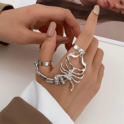 Chaîne Scorpion Rock Hip-Hop Anneaux Punk Réglables Pour Femmes Nouveau Style Gothique Couleur Dorée Accessoires de Bijoux pour Fête Vacances resizable brown