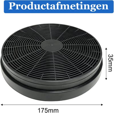 longziming -Actieve Koolstoffilters voor Afzuigkap - Rond Koolstoffilter 175 mm - Vervangingsfilter voor Recirculatie Afzuigkap - Geurfilter voor Keuken - 2 Stuks