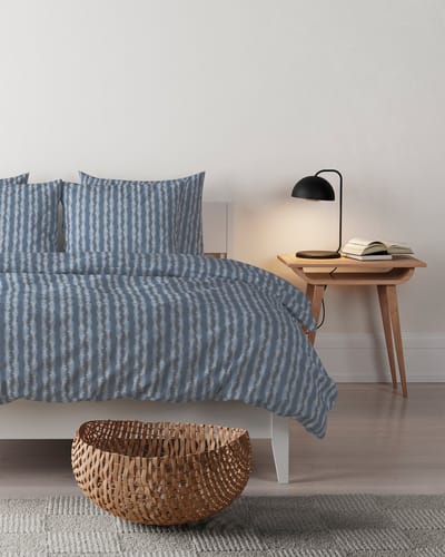 Mistral Home - DEKBEDOVERTREK - gewassen katoen - 140 x 200 cm + 65 x 65 cm - eenpersoons - strepen - blauw