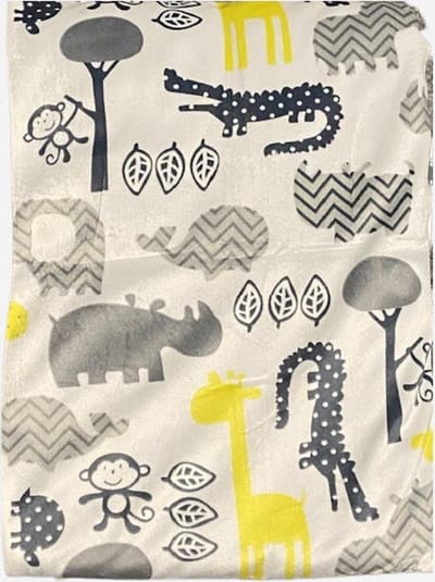 O.T. Trends Babydeken Ledikant Baby Omslagdoek - Zacht gevoerd - 100 x 75 Centimeter Wit met dieren uit de dierentuin