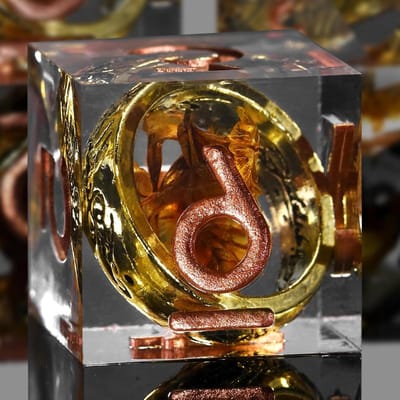 Dobbelstenen set - RPG dobbelstenen - Rollenspellen spelen - Uniek ringontwerp - 7 stuks - Koperkleurig