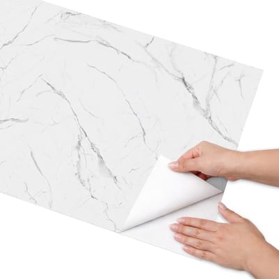 Coloray Meubel Wrap Folie - Wit Meubelfolie - 50x100 cm - Meubel Wrap Folie Marmeraders - Plakfolie Meubels - Minimalist Meubelfolie - Decoratiefolie Zelfklevend - Slaapkamer decoratie - Texturen