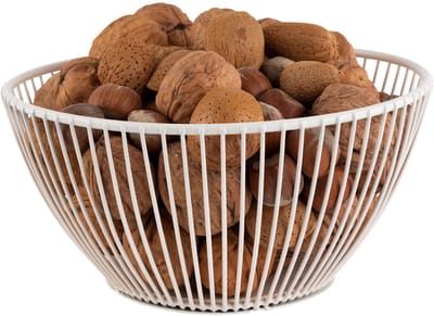 APS-Germany® "SVART" Broodmand Fruitmand Fruitschaal Metaal - Schaal voor Brood / Fruit / Groente / Snacks - WIT - ø 17.5 x 31 x 14 cm