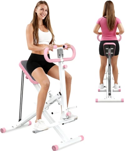 Roeitrainers - Krachtstations - Verstelbare weerstand - Opvouwbaar - LCD-scherm - Buikspiertrainer - Maximaal gewicht 118 kg - Voor buik/benen/rug - Roze