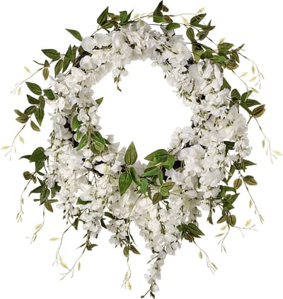 Viv! Home Luxuries Krans Bloemen - Wisteria - wit groen - Ø56cm