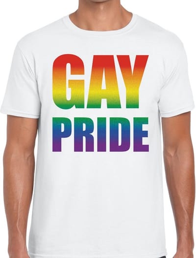 Gay pride t-shirt wit - wit gaypride shirt voor heren - Gay pride S