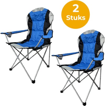 VDD - campingstoel - vouwstoel - campingstoel opvouwbaar - camping stoel - campingstoelen - campingstoel opvouwbaar - opvouwbaar - bekerhouder - blauw - set van 2