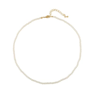 Unisex Imitatie parelketting – Stainless Steel Goudkleurig | Diverse Lengtes & Maten - The Jewellery Salon - 4mm - 40+5 -