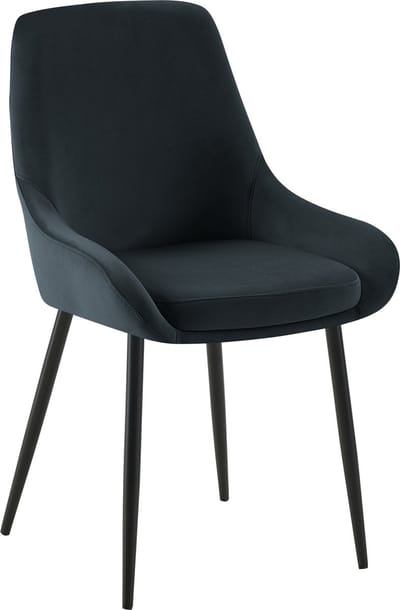 CLP Elmira Eetkamerstoel - Klassiek - Met rugleuning - Met armleuning - Met rugleuning - Velvet - zwart/zwart