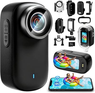 Actiecamera 4K - Mini camera - Avonturen vastleggen - Handsfree POV - 32 GB - Zwart