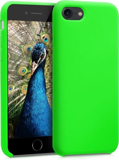 kwmobile telefoonhoesje geschikt voor Apple iPhone SE (2022 / 2020) / iPhone 8 / 7 - Hoesje met siliconen coating - Smartphone case in limoengroen