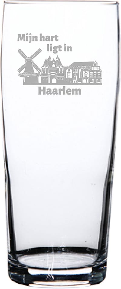 Gegraveerde bierfluitje 19cl Haarlem