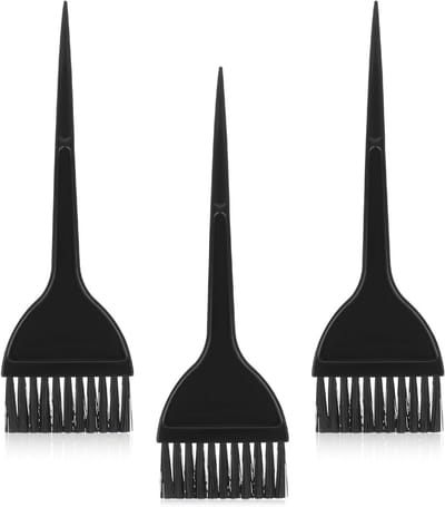 Set van 3 Haarverfkwasten van PP Plastic, 20 x 6 cm, Zwarte Kwasten voor Haarverf, Ideaal voor Thuisgebruik en DIY Haarverfprojecten