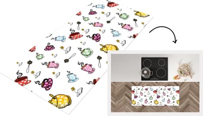 Keukenloper - Loper keuken - Thee - Patronen - Kopjes - 120x50 cm - Keukenloper vinyl