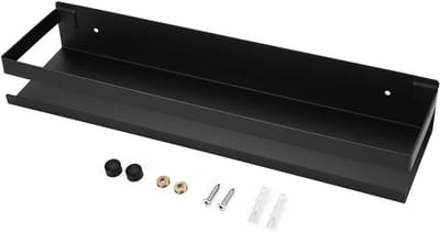 Stainless Steel Hoekplank voor Badkamer, Wand gemonteerd, Opbergoplossing voor Douche, Keuken en Woonkamer, Zwart, 40cm, Ruimtebesparend en Duurzaam
