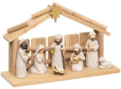 Feeric Christmas Kerststal voor kinderen - met 7 beeldjes - 30 x 18 cm - kerstdecoratie kinderkamer