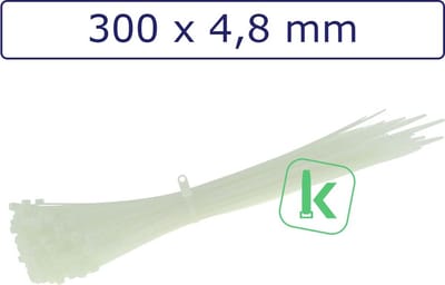 PRO-TIE® - Tyraps, kabelbinders met Bevestigingsoog, schroefoog 300 x 4,8 mm Wit naturel (Zak 100 stuks) (tiewrap/tyrap/tie-wrap/bundelbandje/colsonbandje/)
