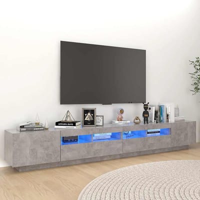 vidaXL - Tv-meubel - met - LED-verlichting - 260x35x40 - cm - betongrijs