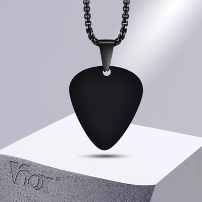 WiseGoods Luxe Plectrum Ketting Heren & Dames - Sieraden - Cadeau - Gitaar Accessoires - Hobby - Kettingen - Muziek Maken - Zwart