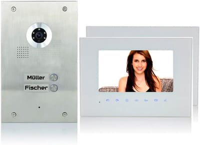 Video Deurintercom Systeem - Huisbeveiliging - Veilige Toegang - 2 Familiehuis - 2x 7 Inch - Zilver Wit