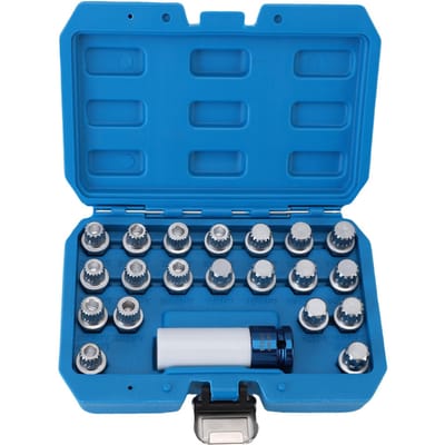21 stuks Wielslotmoer Sleutelset Wiel Anti-diefstal Wielbout Dop Adapter Set Anti-diefstal Schroef blue