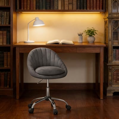 HAUSS SPOLE Bureaustoel Donkergrijs - Ergonomisch Met 360 Graden Draaibaar Verstelbaar Comfort Voor Thuiswerk En Make-upruimte - Fluweel