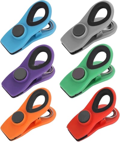 Magnetische Sluitclips Set van 6 - Luxe Zakclips voor Voedsel - Luchtdicht & Vershoudclips - Keukenorganizer voor Koelkast & Voorraadkast - Antislip