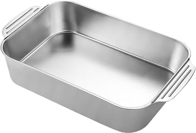 Visbakvorm Roestvrij Staal - Braadpan Lasagnevorm - Oven Gebruik - Dubbele Handgreep - 10 Liter - Zilver
