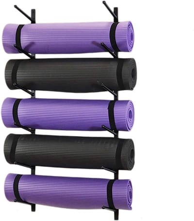 Fitness Opbergrek - Wandhouder Gym - Sportspullen Organiseren - Zes Lagen Opslag - 22 x 100 cm - Zwart