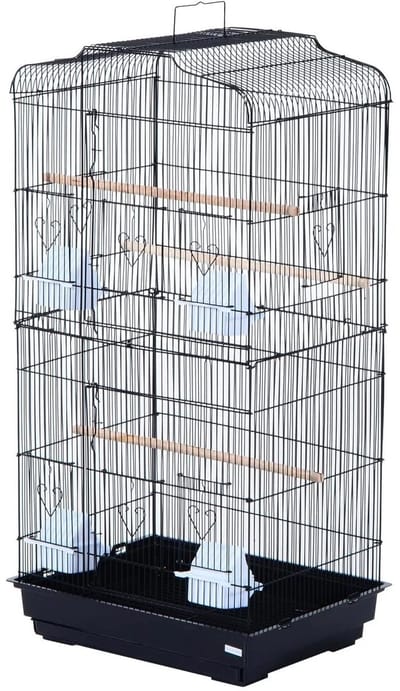 Geargalaxy Vogelkooi - Vogelvolière - Vogelverblijf - Vogelhuis - Vogelkooi met Standaard - Vogelverblijf Kooi - 46x36x92cm - Zwart
