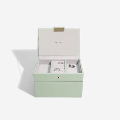 STACKERS mini SAGE GREEN - Sieradendoos - Juwelendoos - Sieradenhouder - Sieraden Organizer - 2-set