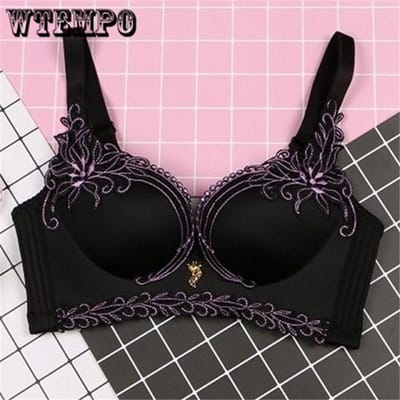 Dames Top Push-up BH Volle Cup Sexy Kant BHs voor Vrouwen Bralette Top Grote Maten Naadloos 32A black