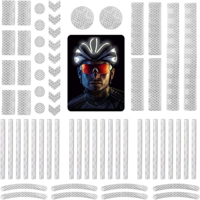 Set van 64 zelfklevende reflectorstickers voor fietsen en helmen - Reflecterende tape, folie en veiligheid