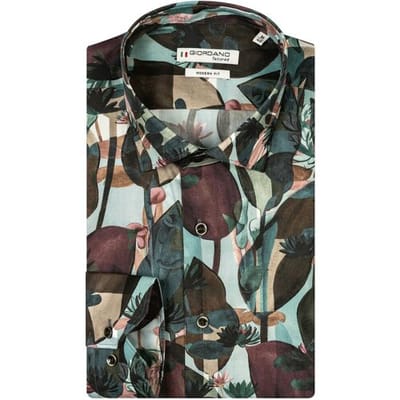 Giordano Overhemd Maggiore Bold Flowers Pattern Dark Green-Brown / male