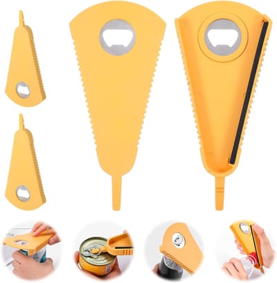 2-stuks flesopener - Voor mensen met zwakke handen - Flessenopener met draaidop - Gereedschap voor artritis - Antislip, multifunctionele flesopener uit één stuk - Kan doppen openen met een diameter van 1,18-2,76 inch - Geel