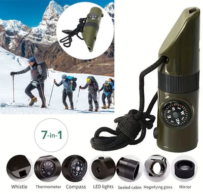 Actie4you® - Noodfluit - 7 in 1 – Survival Set – Kompas – Fluit - Vergrootglas – Avonturen – Kamperen – Bergbeklimmen