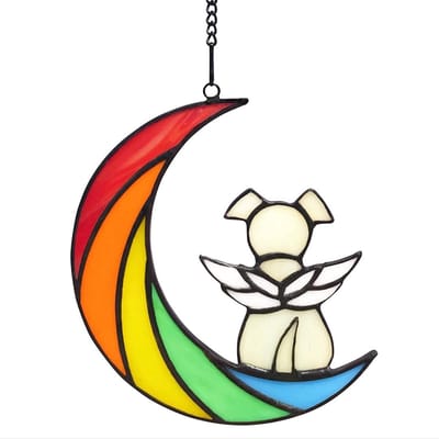 Dailygoods- Suncatcher Hond Gebrandschilderd - Raamkristal Decor - Gedenkteken Hondenliefhebbers - Waterdicht Acryl - Inclusief Ketting en Plakhaak - Raamhanger