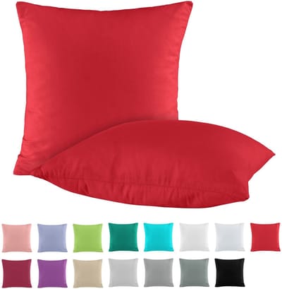 Kussensloop 50x50 cm - Katoenen Kussenslopen - Set van 2 - Rood - 100% Katoen - Renforcé Kussenhoezen - Kussenhoes