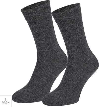 Boru Bamboo - 6-Pack - Dagelijkse Sokken - Bamboe/Wol - Antibacterieel - Heren / Dames - antraciet - 35-38 - 2340