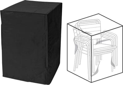 BukkitBow - Weersbestendige Tuinstoelhoes - Waterdicht Polyester - UV- en Stofwerend - Voor Stapelbare Stoelen - 120x68x68 cm - Zwart