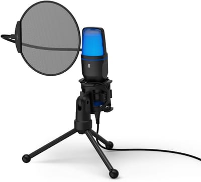 Stream Microfoon - Podcast Microfoon Opname - Gaming Streaming Muziek - Inclusief Statief Bescherming - 18x18x25cm - Zwart